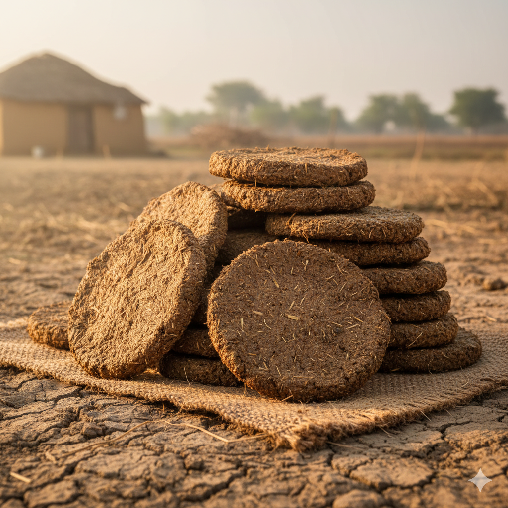 round cow dung cakes