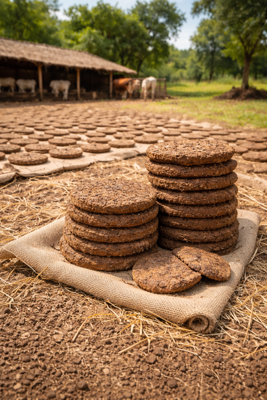cow dung cakes.